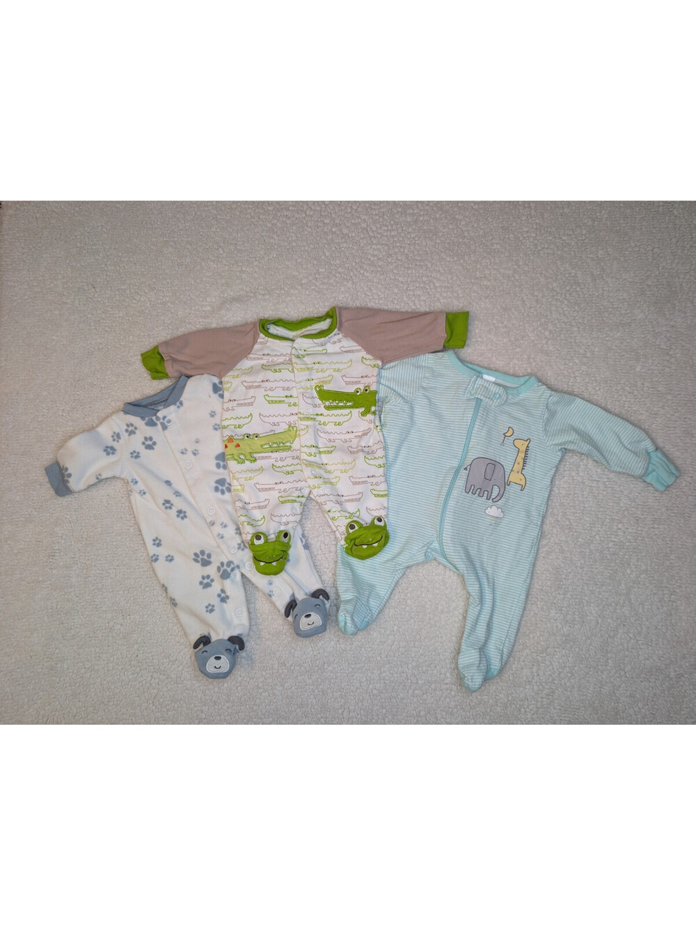 Lot of 3 Baby Infant Boys PREEMIE Sleepers Gerber Carter's Koala Baby
